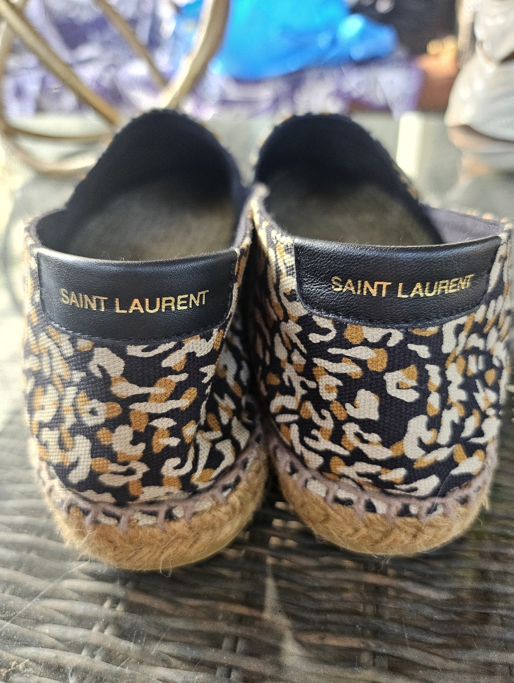 Saint Laurent Leopard Abstract Animal Print Canvas espadrilles Size 39 Italy - Picture 5 of 13